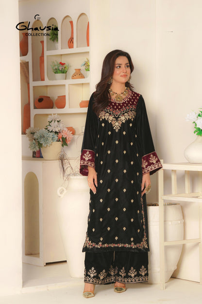 Velvet Embroidered kurta - G1954