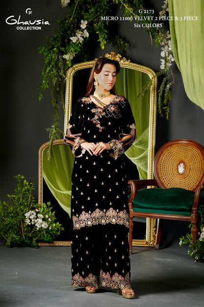 Velvet Embroidered Kurta - G2173