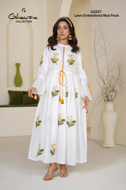Cotton Embroidered Maxi frock - G2237