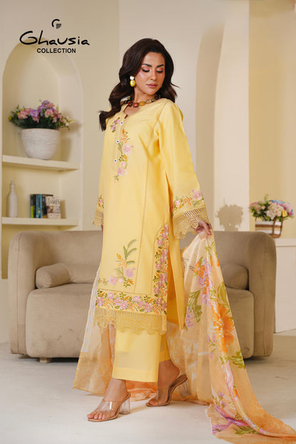 Lawn Embroidered Kurta 3P - G2290