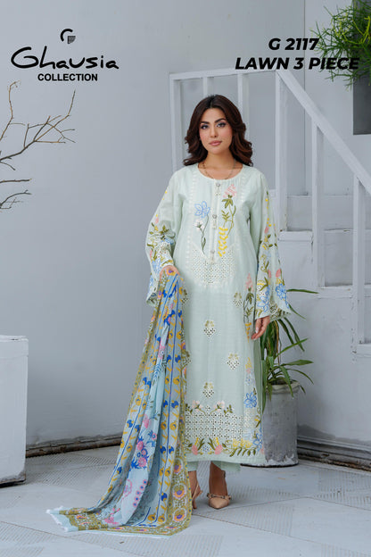 Lawn Embroidered Kurta 3P - G2117