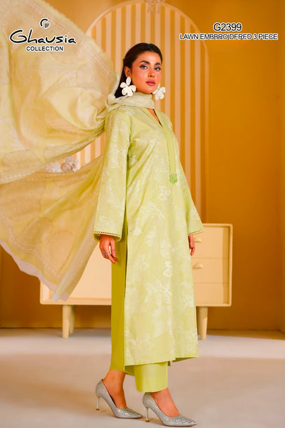 Lawn Embroidered Kurta 3P - G2399