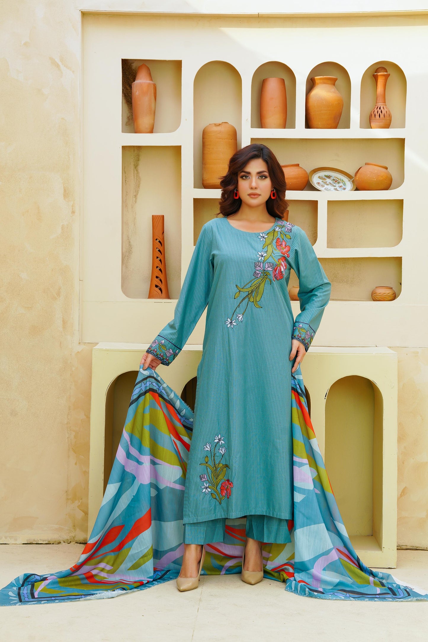 Embroidered Cambric Cotton 3pc