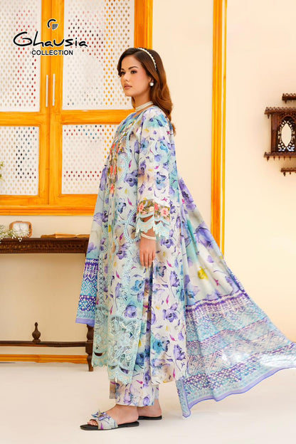 Printed Lawn Embroidered Kurta 4P - G2142