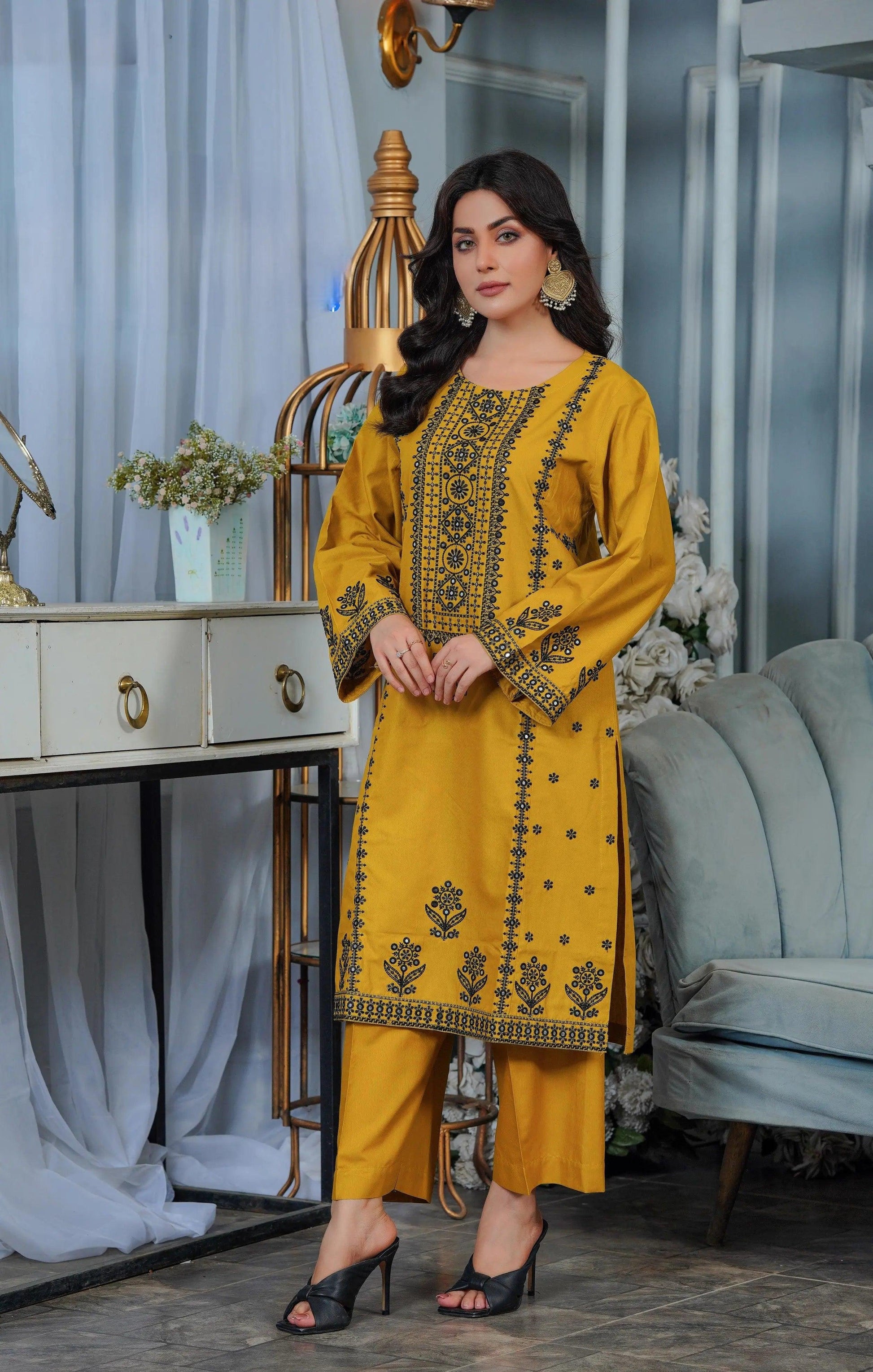 Embroidered Cambric Cotton 2pc - G1913 - Ghausia Collection