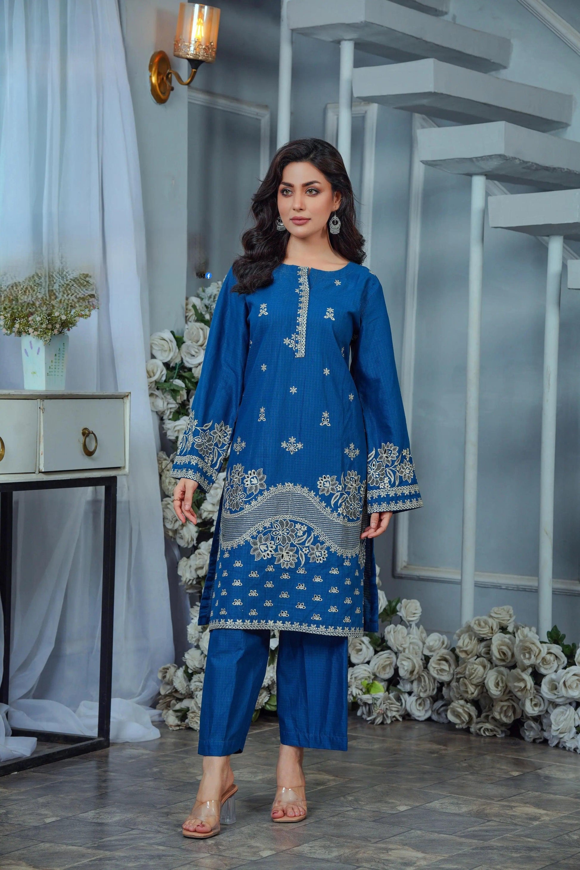 Embroidered Cambric Cotton 2pc - G1893 - Ghausia Collection