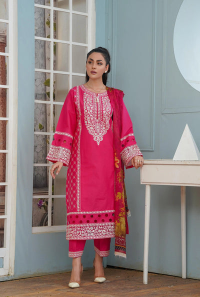 Embroidered long Lawn 3p - G1816 Ghausia Collection