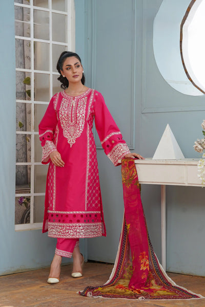 Embroidered long Lawn 3p - G1816 Ghausia Collection